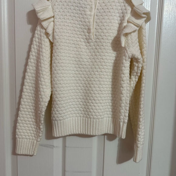 Janie and Jack | Cream Ruffled Girl Sweater - Picture 2 of 5